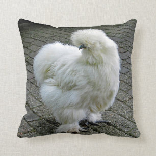 Chicken White Silkie Photo Throw Pillow