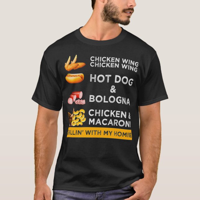 Chicken Wing Chicken Wing Hotdog and Bologna T-Shirt (Front)