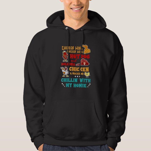 Chicken Wing Hot Dog And Bologna Chicken & Macaron Hoodie (Front)