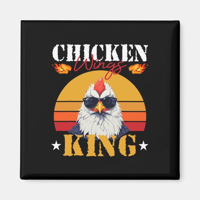 Chicken Wing King Retro Sunset Byrbeque Buffalo Bb Magnet (Front)
