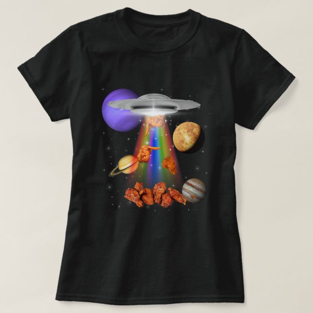 Chicken wing Lover Alien Abduction UFO LGBTQ Subtl T-Shirt (Design Front)