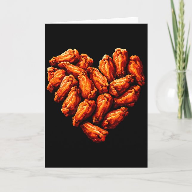 Chicken Wings Are My Valentine Heart Funny Valenti Card (Front)