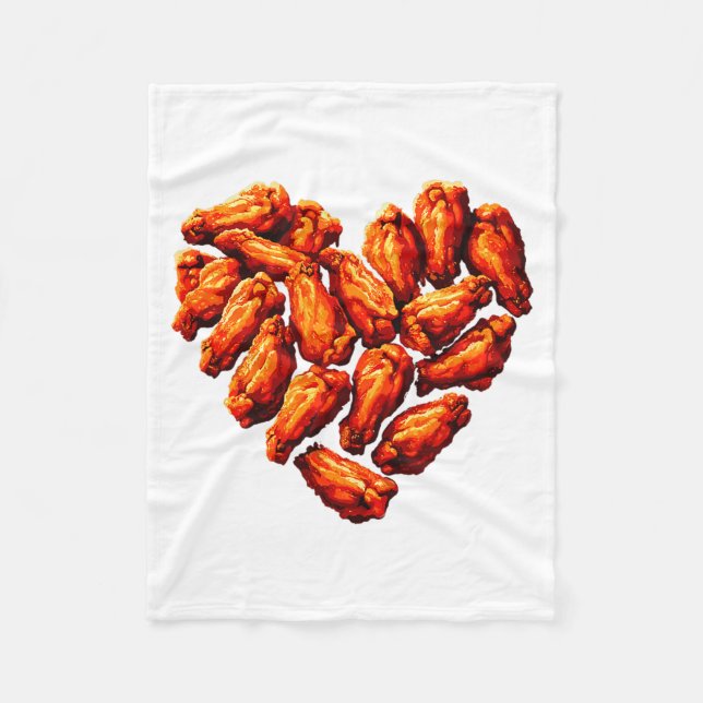 Chicken Wings Are My Valentine Heart Funny Valenti Fleece Blanket (Front)