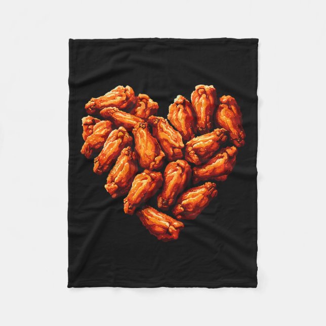 Chicken Wings Are My Valentine Heart Funny Valenti Fleece Blanket (Front)