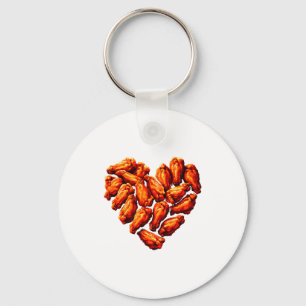 Chicken Wings Are My Valentine Heart Funny Valenti Keychain