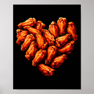 Chicken Wings Are My Valentine Heart Funny Valenti Poster