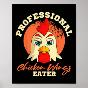 Chicken Wings Eater Retro Vintage Byrbeque Buffalo Poster