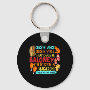 Chicken Wings Hot Dogs And Loney Chicken And Macar Keychain