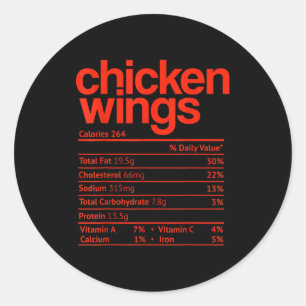 Chicken Wings Nutrition Fact Funny Thanksgiving Ch Classic Round Sticker