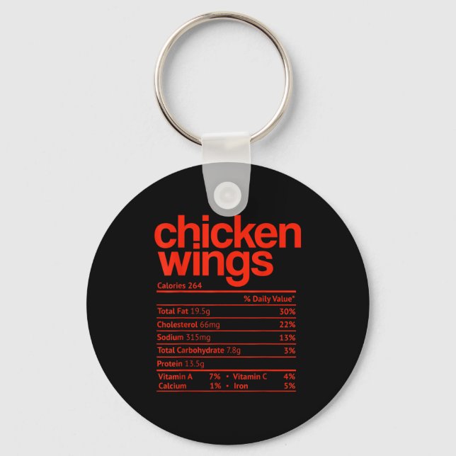 Chicken Wings Nutrition Fact Funny Thanksgiving Ch Keychain (Front)
