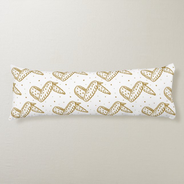 Chicken Wings on Polka Dot Background Body Pillow (Front)