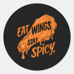 Chicken Wings Wing Hot Cooked Chicken Fast Food  Classic Round Sticker