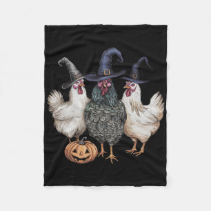 Chicken Witches Funny Halloween Spooky Season Chic Fleece Blanket