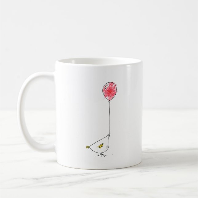 Chicken with balloon sketch coffee mug (Left)