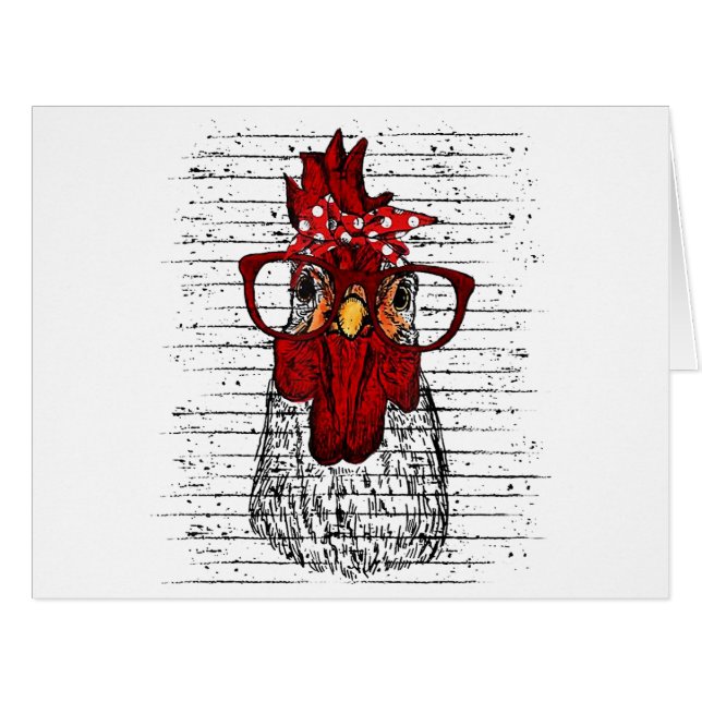 Chicken with bandana headband and glasses cute (Front Horizontal)