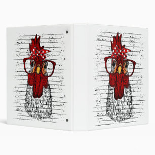 Chicken with bandana headband and glasses cute binder