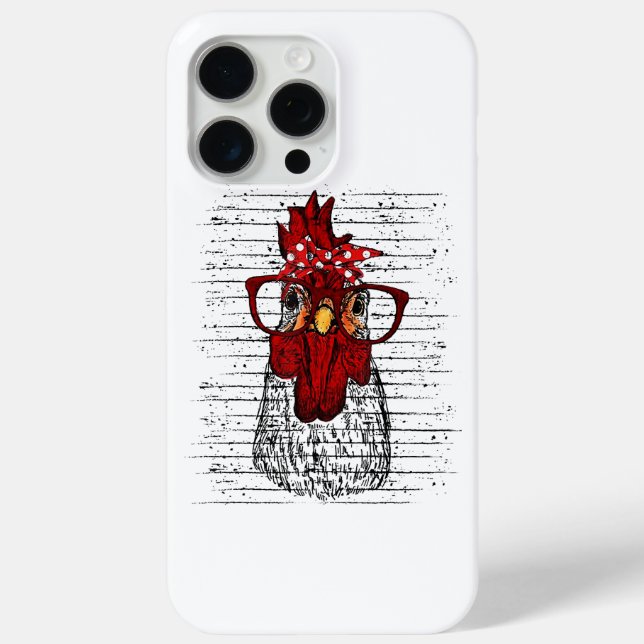 Chicken with bandana headband and glasses cute Case-Mate iPhone case (Back)