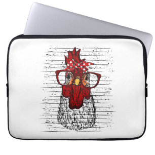 Chicken with bandana headband and glasses cute laptop sleeve