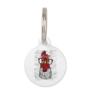 Chicken with bandana headband and glasses cute pet tag