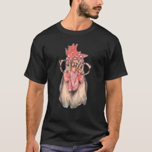 Chicken With Bandana Headband And Glasses Cute T-Shirt