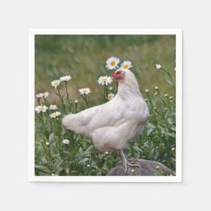 Chicken With Daises Napkin