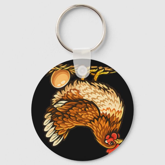 Chicken With Egg Design Chicken Holder Hen Farm Gi Keychain (Front)