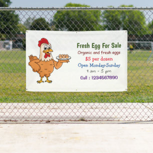 Chicken with eggs cartoon fresh egg sign for sale