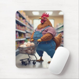 Chicken With Eggs In a Shopping Cart Mouse Pad