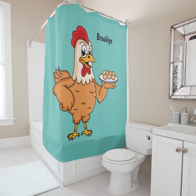 Chicken with eggs on plate cartoon (In Situ)