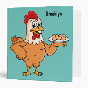 Chicken with eggs on plate cartoon binder