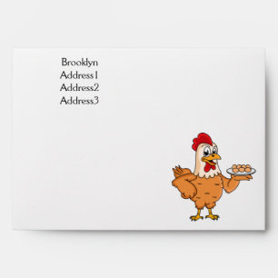Chicken with eggs on plate cartoon envelope