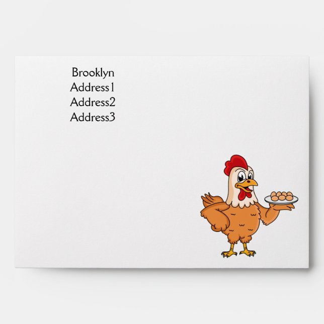 Chicken with eggs on plate cartoon envelope (Front)