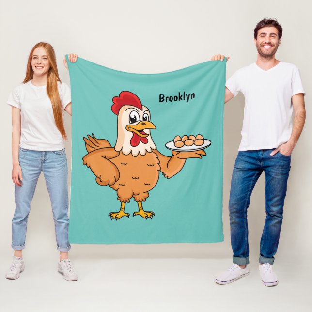 Chicken with eggs on plate cartoon fleece blanket (In Situ)