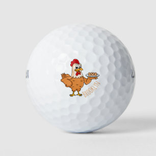 Chicken with eggs on plate cartoon golf balls