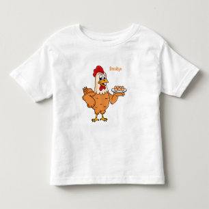 Chicken with eggs on plate cartoon toddler t-shirt
