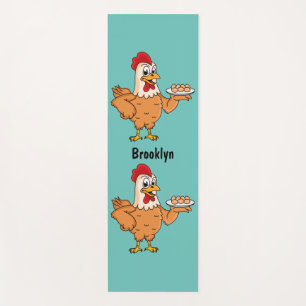 Chicken with eggs on plate cartoon yoga mat