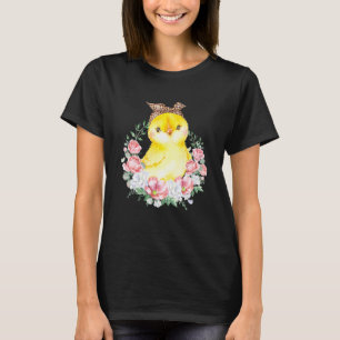 Chicken With Leopard Headband Flower Cute Chicken T-Shirt