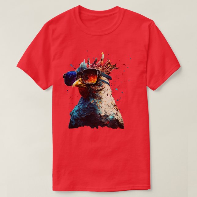 Chicken with sunglasses T-Shirt (Design Front)
