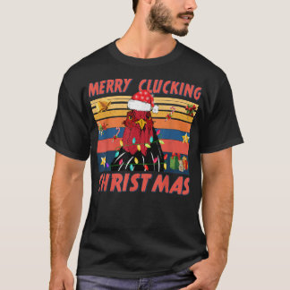 Chicken Xmas Lights Funny Merry Clucking Christmas T-Shirt