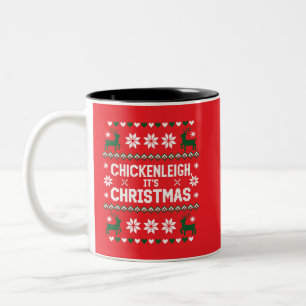 Chickenleigh Its Christmas Funny Xmas Chicken Two-Tone Coffee Mug