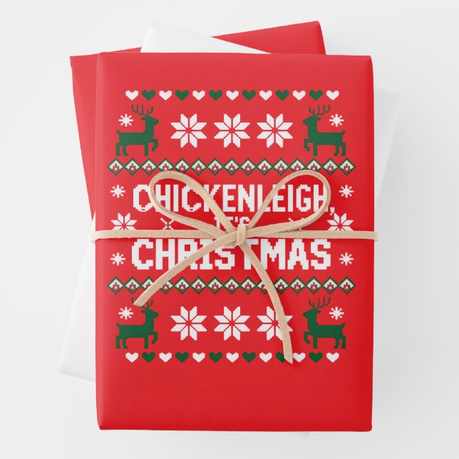 Chickenleigh Its Christmas Funny Xmas Chicken  Wrapping Paper Sheet (In situ)