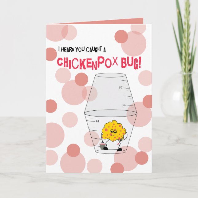 Chickenpox Get Well Trapped Bug in Medicine Cups Card (Front)