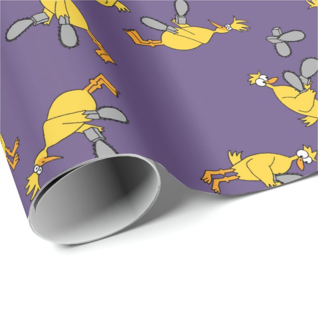 Chickens and Chainsaws Purple Wrapping Paper (Roll Corner)