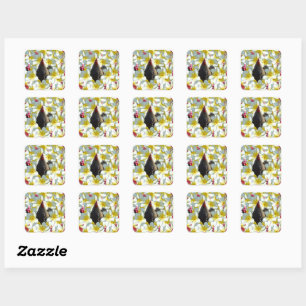 Chickens And Frangipani Flowers, Square Sticker