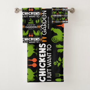 Chickens And Gardening Bath Towel Set