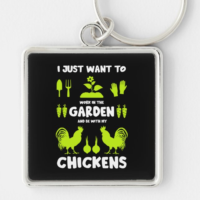 Chickens And Gardening Keychain (Front)
