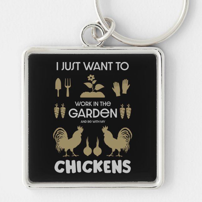 Chickens And Gardening Keychain (Front)