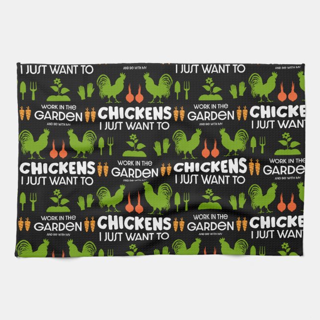 Chickens And Gardening Kitchen Towel (Horizontal)