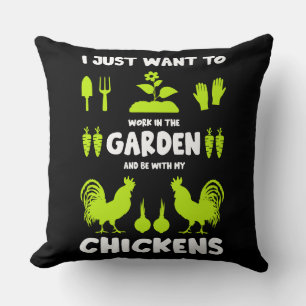 Chickens And Gardening Throw Pillow