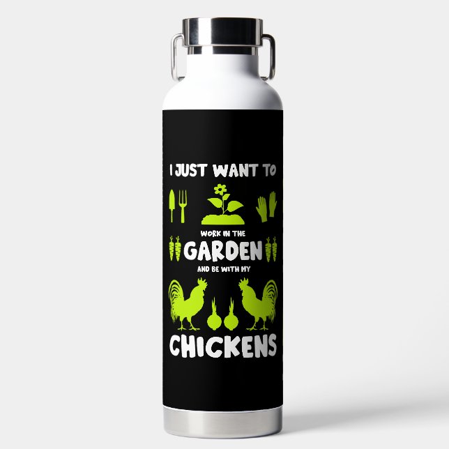 Chickens And Gardening Water Bottle (Front)